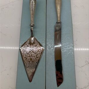 Vintage Sterling Silver Cake Server and Knife Set